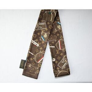 LOUIS VUITTON Brown Monogram Trunk Bandeau 100% Silk Scarf